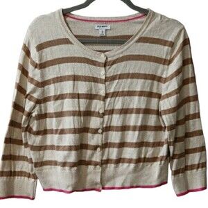 Old Navy Striped Cropped Cardigan Preppy Sweater XL Cozy Casual Top